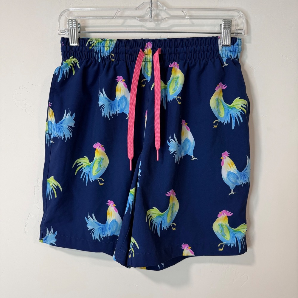 Chubbies Mens Swim Trunks Small Navy Blue Rooster Print 7" Inseam